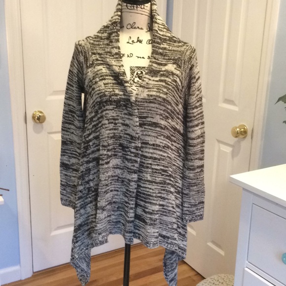 Roxy Black & White Marled Knit Waterfall Cardigan - Picture 2 of 4